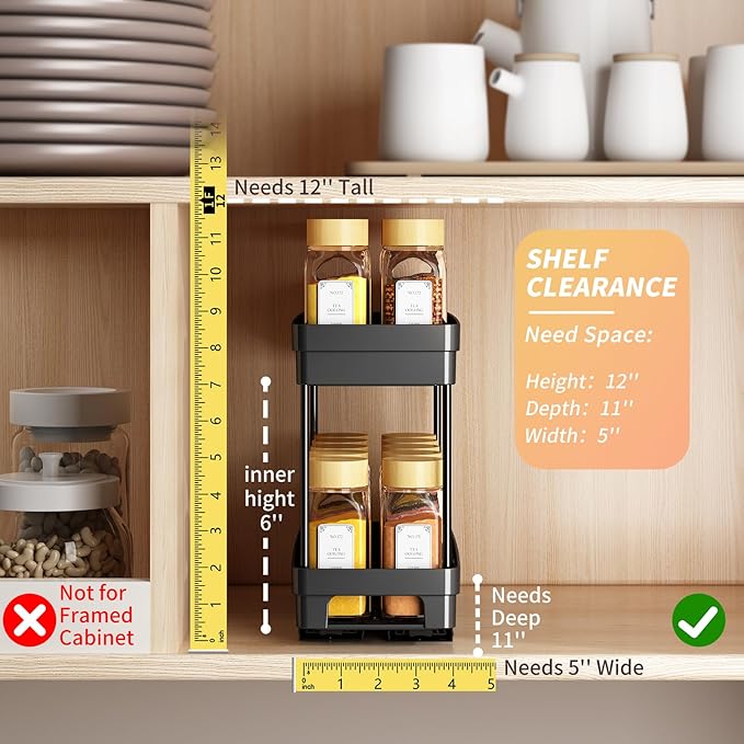 2 Pack Pull Out Spice Rack Organizer - Image 3