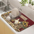 Kitchen Countertop Dish Drying Mat, Super Absorbent Coffee Bar Mat by Kuyig+Home