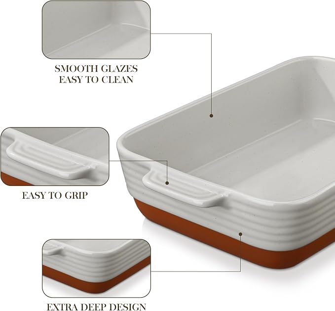 MALACASA Lasagne Dishes for Oven, 4.8 Qt Ceramic Oven Dish - Image 5