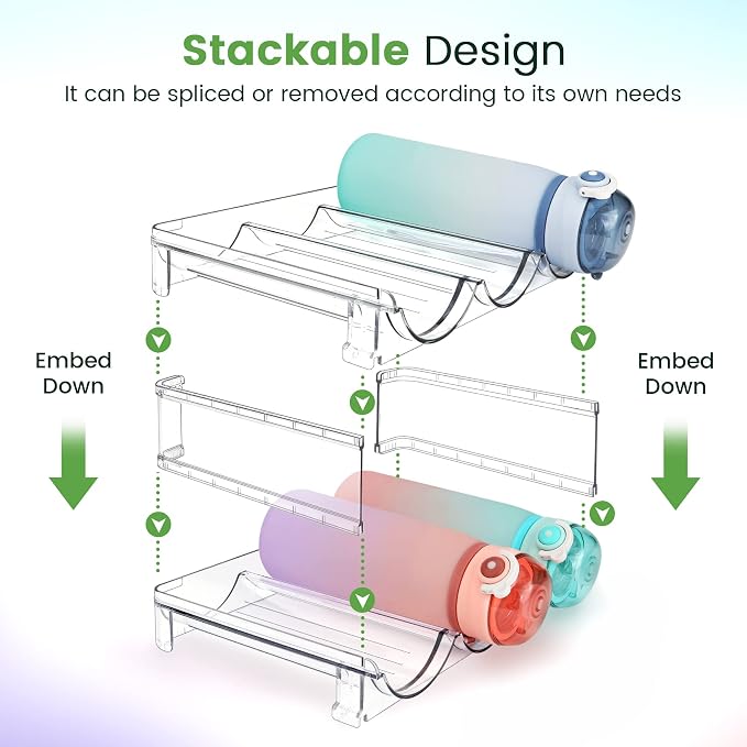 spospo Water Bottle Organizer for Cabinet, Water Bottle Storage Organizer - Image 2