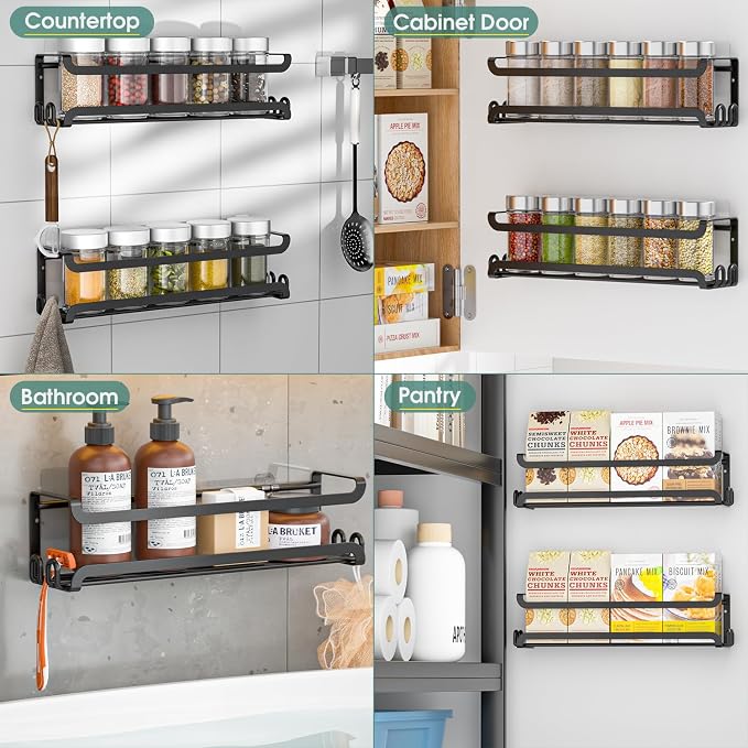 LUCYCAZ 4 Pack Wall Mounted Spice Rack - Image 8