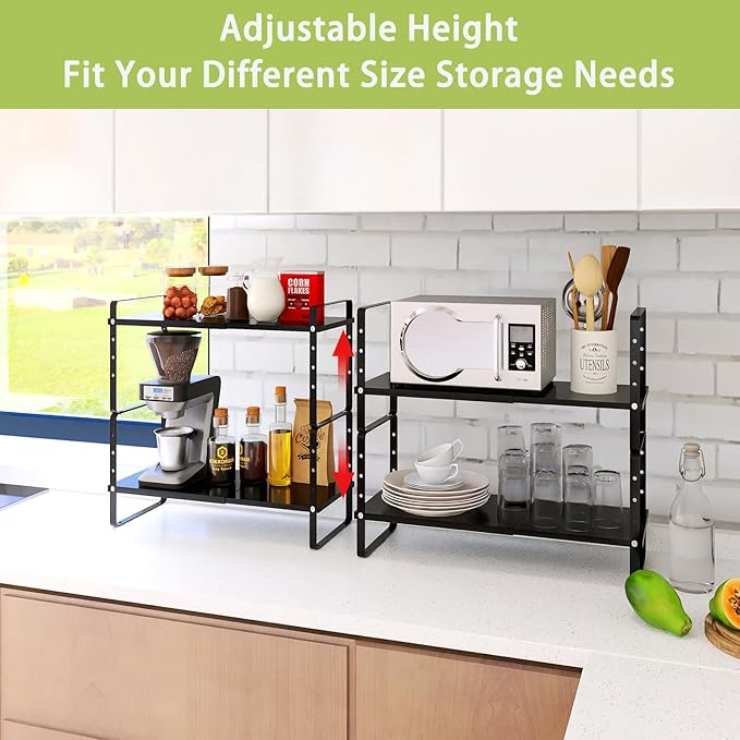 Across-Star Expandable Cabinet Shelf Organizer Rack, Stackable Kitchen Counter - Image 2