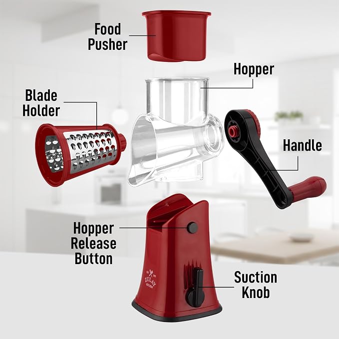 Zulay Kitchen Rotary Cheese Grater 5 Blade Cheese Shredder - Image 8