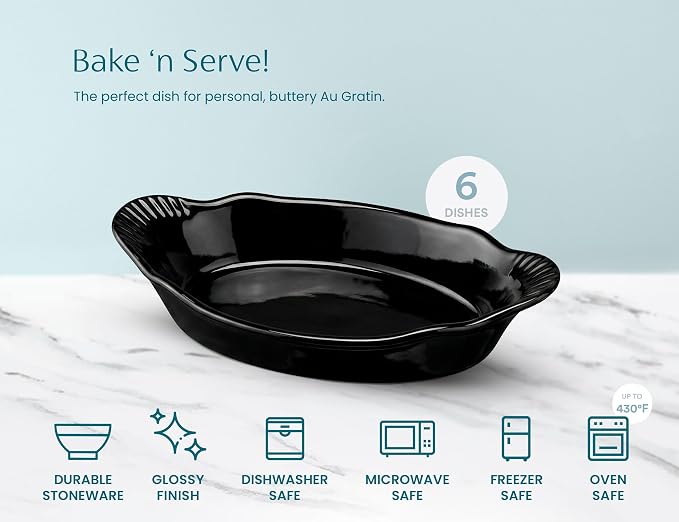 Au Gratin Baking Dishes, for Casseroles, Lasagna & Cobblers, Individual Serving - Image 5