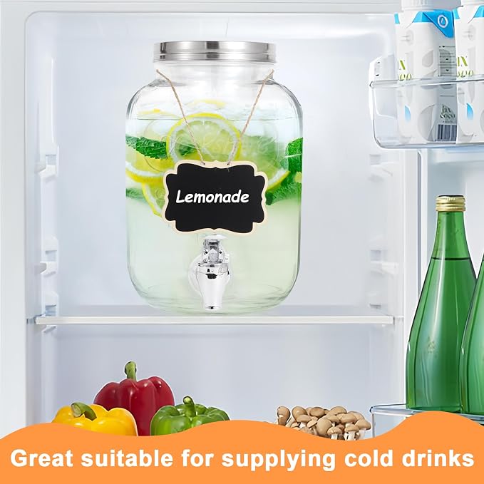 Drink Dispenser With Spigot, 1 Gallon Glass Drink Dispensers - Image 6
