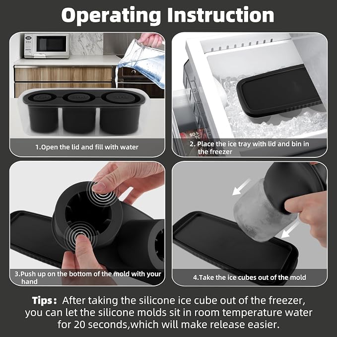 Tcamp Ice Mold for 30-40 oz Tumbler Cup, Silicone Ice Cube Tray - Image 5