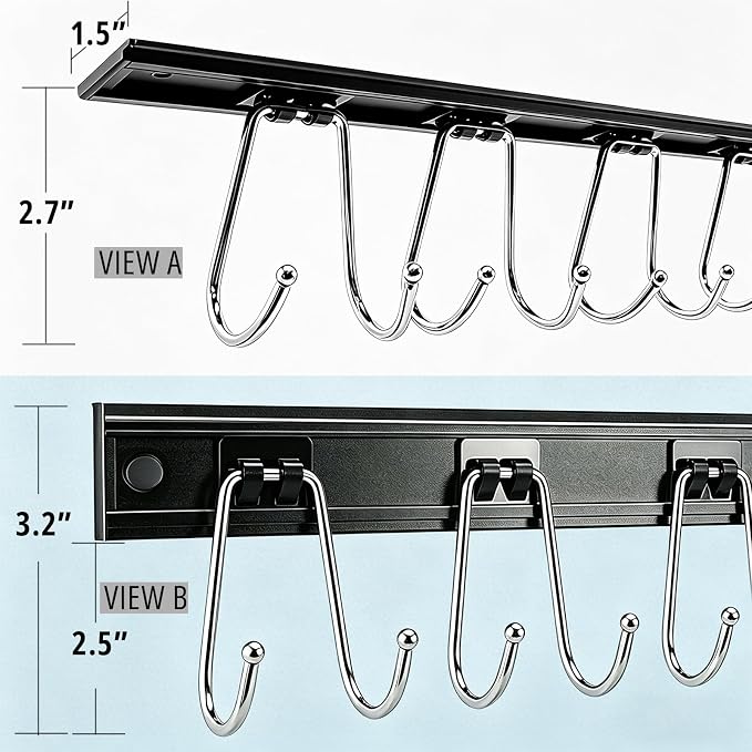 Cociat 2PCS Utensil Racks with 12 Hooks 17.2 Inch Kitchen Utensil Holders - Image 3