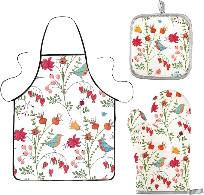 3 Pcs Kitchen Stuff, Kitchen Oven Mitts and Pot Holders Sets by Qchengsan