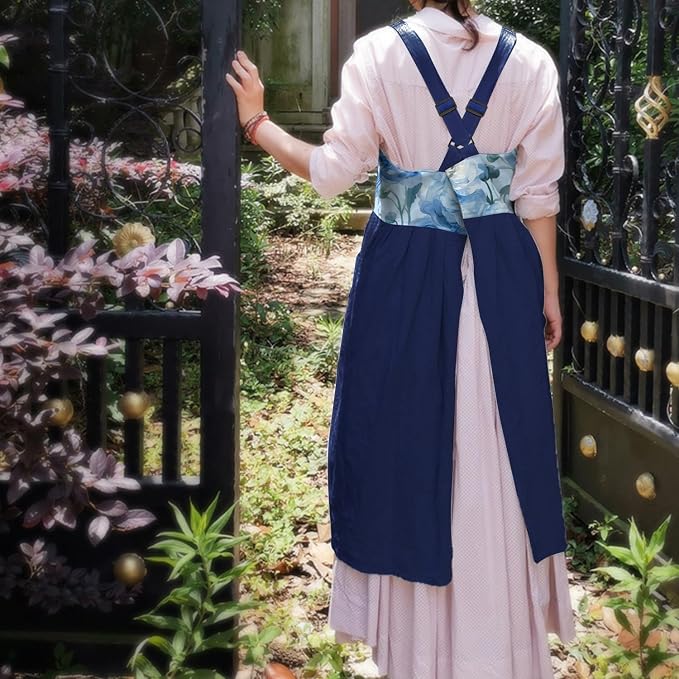 Uaussi Cotton Linen Apron Cross Back Work Apron - Image 3