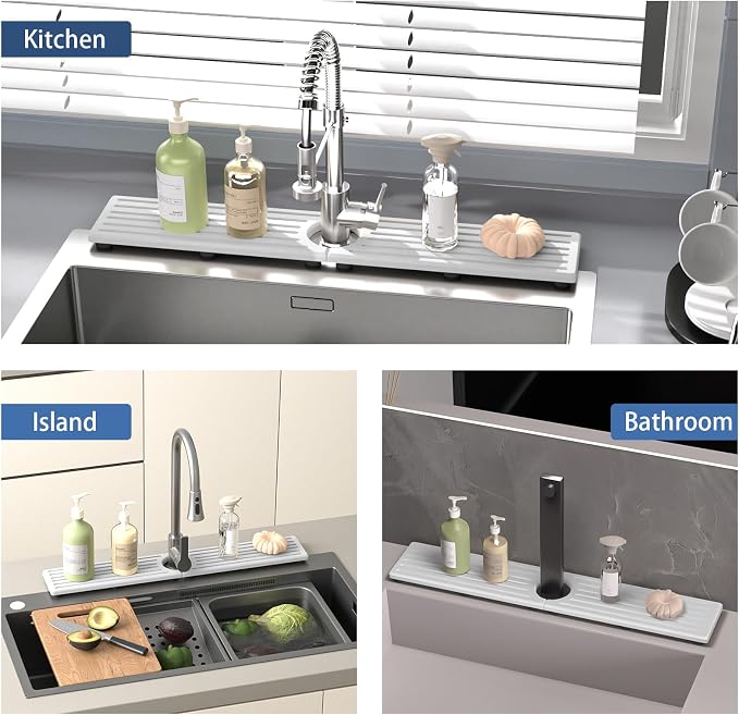 Stone Faucet Mat for Kitchen Sink, Water Absorbing Sink Water Splash Guard - Image 6