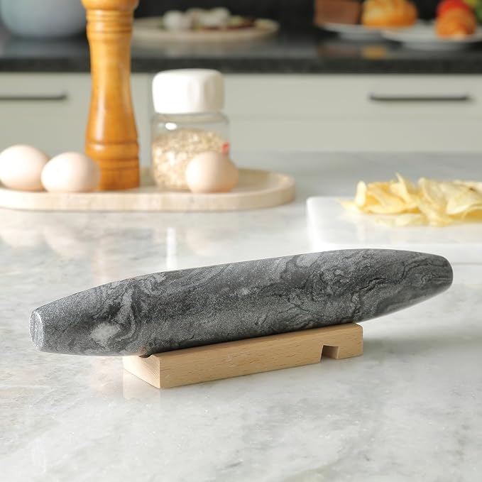 Koville African Natural Grey Marble French Rolling Pin, 12inch Non-Stick - Image 5