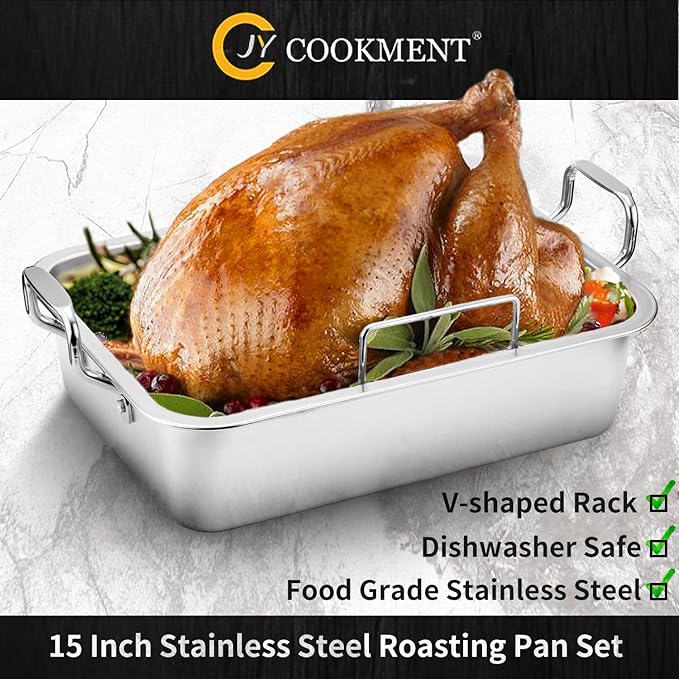 15 Inch Stainless Steel Roasting Pan - Image 3