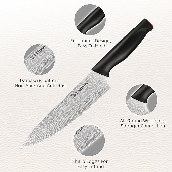 Damascus Pattern 15-Piece Kitchen Knife Set - Image 3
