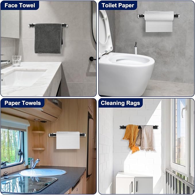 Paper Towel Holder Wall Mount Adhesive Paper Towel Holder Under Cabinet Toilet - Image 6