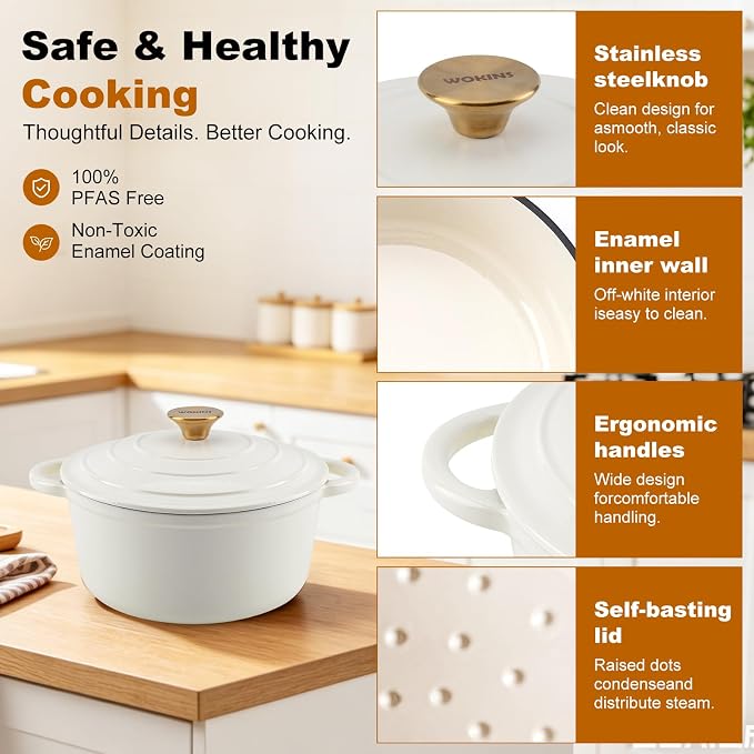 Enameled Cast Iron Dutch Oven - 7QT Pot - Image 6