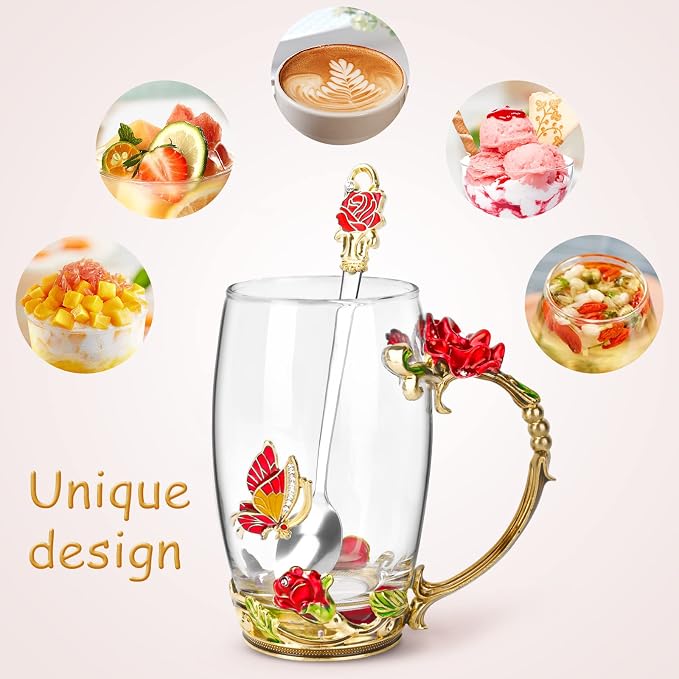 OEAGO Gifts for Women Mom Mothers Tea Cup Best Birthday Butterfly Rose Gifts - Image 6