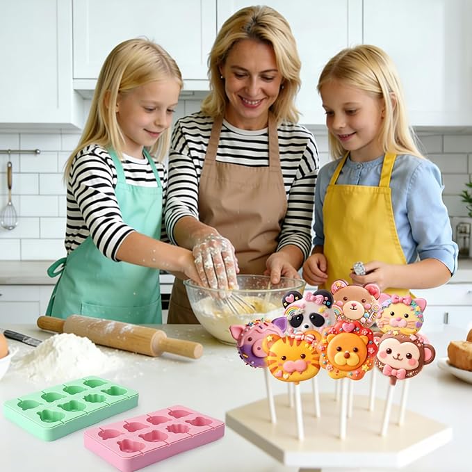 Juome Cake Pop Mold Kit, 2 Pack 16 Cavities Animal Shape Cakesicle Molds - Image 7