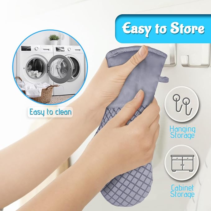 4 Pcs Oven Mitts and Pot Holders, High Heat Resistant 500 Degree Glove - Image 5
