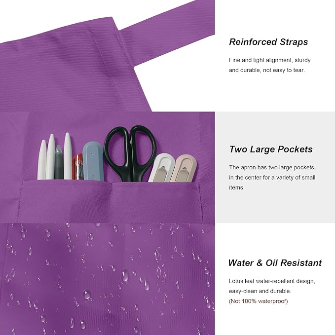 15 Pcs Adult Aprons Bulk with Pockets Adjustable Bib Chef Apron - Image 2
