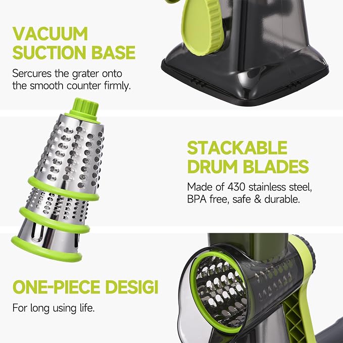 Rotary Cheese Grater with Handle Kitchen Shredder Slicer Grater Slicer Ice - Image 6