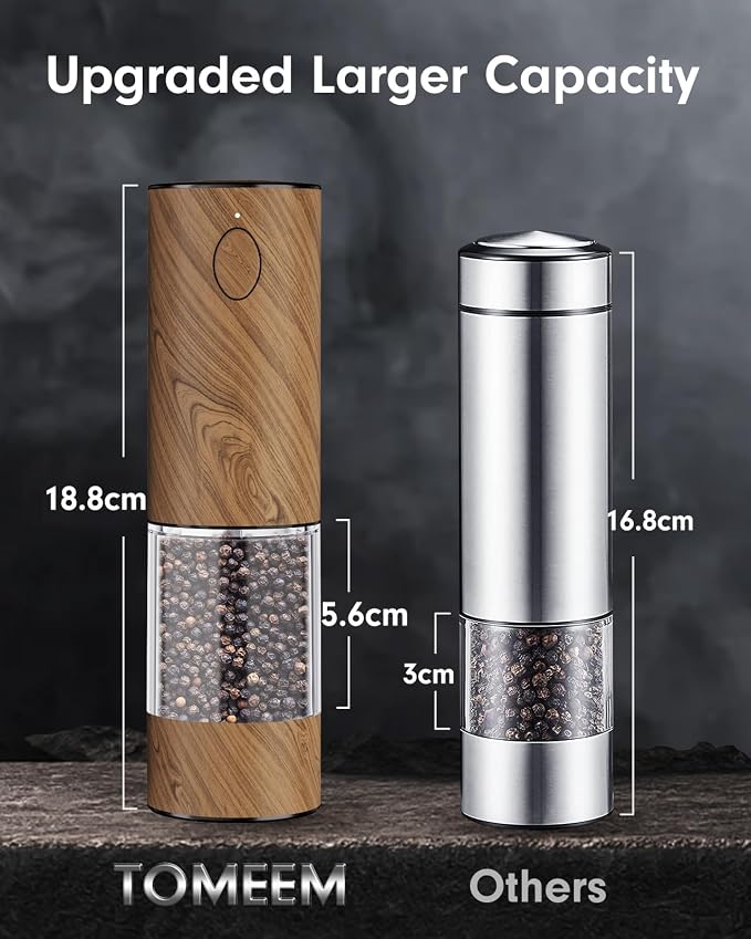 TOMEEM Upgraded Larger Capacity Electric Salt and Pepper Grinder Set - Image 6