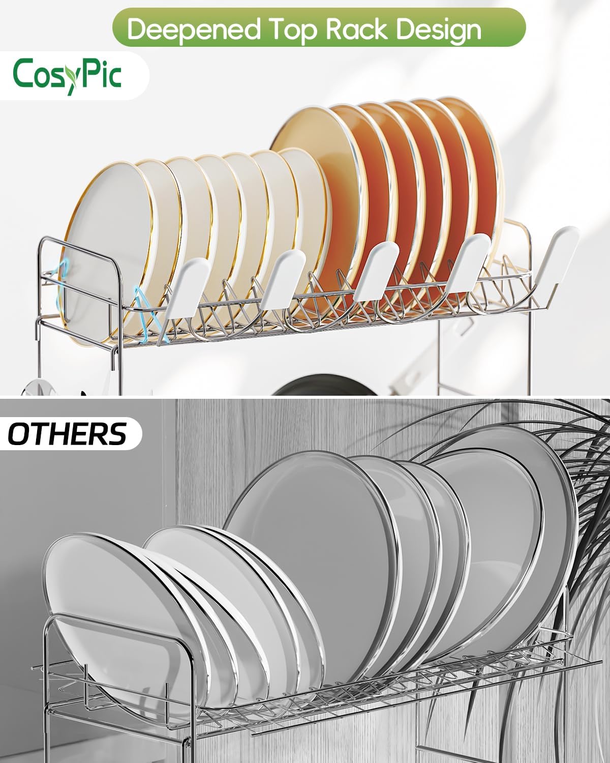 2 Tier Dish Drying Rack, Thicker Premium 304 Stainless Steel Dish