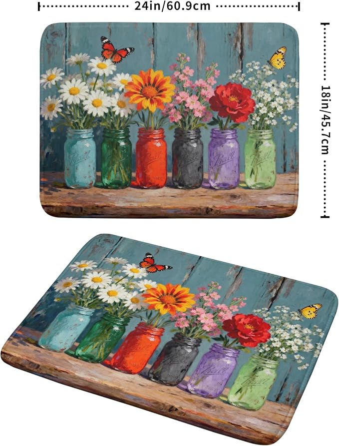 Dish Drying Mat for Kitchen Counter 18x24, Spring Summer Floral Decorative - Image 2