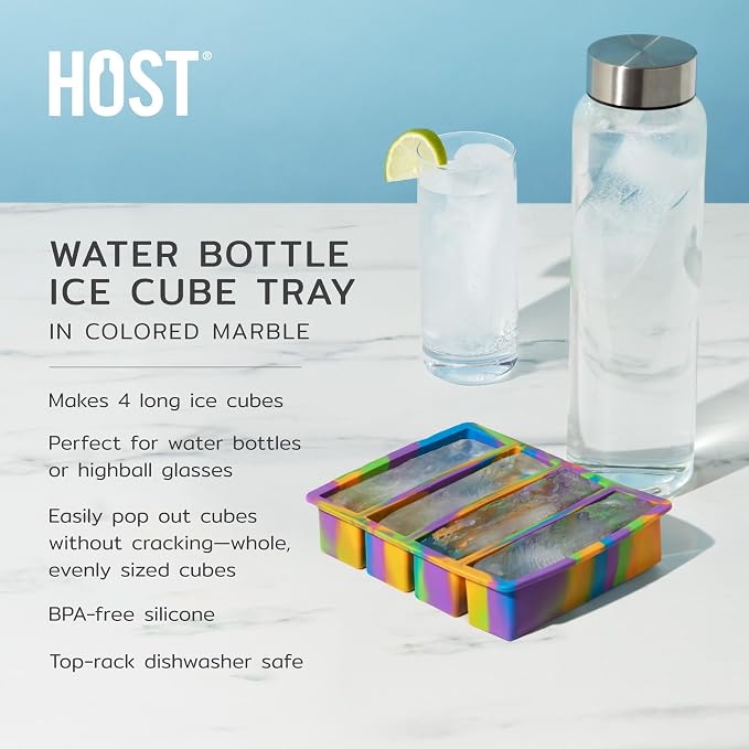 Host Ice Cube Tray, Makes Four 5-Inch Long Cubes, Durable Silicone Trays - Image 2