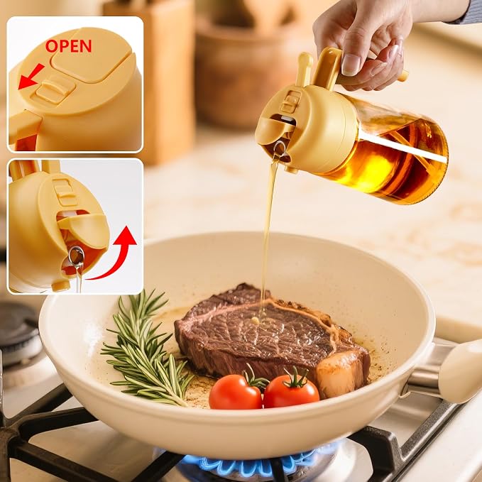 SWEET VIEW Oil Sprayer for Cooking, 16oz/470ml 2 In 1 Glass Olive Oil Sprayr & - Image 4