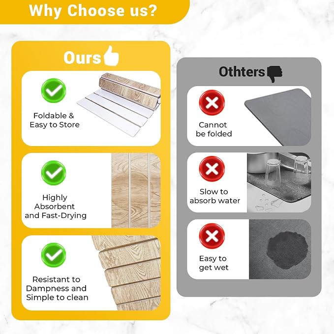 Dish Drying Mats, Large 24x16 Inch Diatomaceous Earth Drying Mat / - Image 5