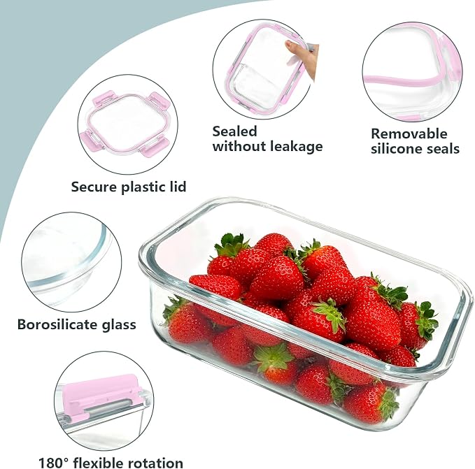 12 Pack Glass Meal Prep Food Storage Containers - Image 3