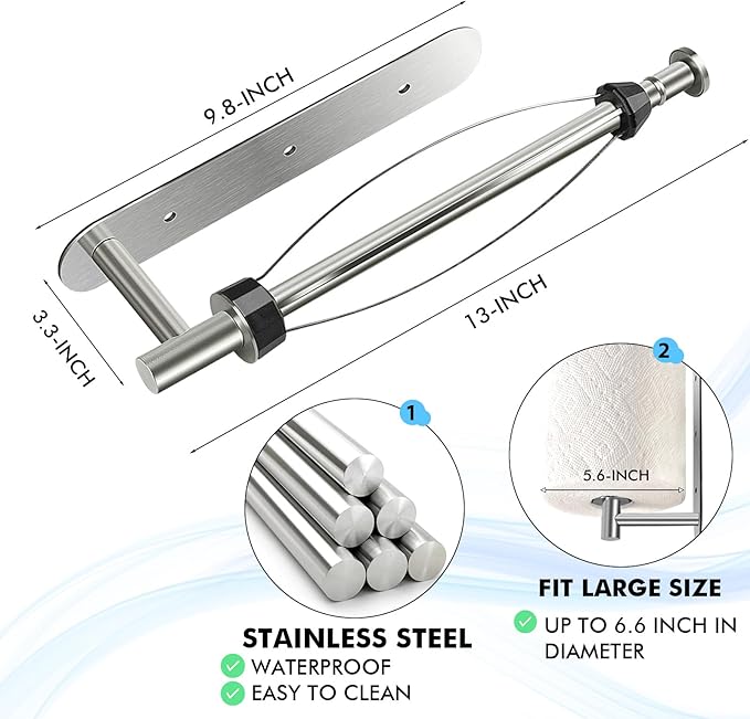 KIHOGEM Magnetic Paper Towel Holder, One Hand Operable Paper Towel Holder Wall - Image 4