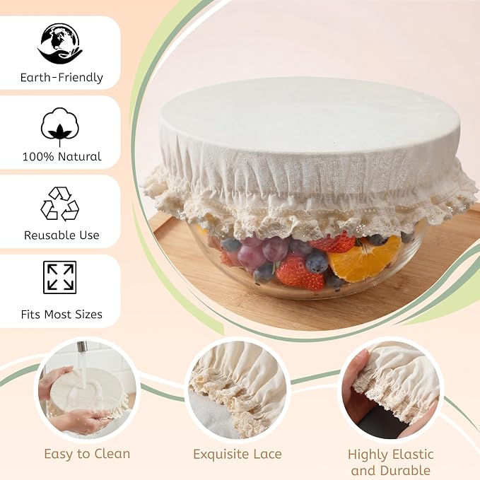 Set of 4 Reusable Cotton Bowl Covers - Image 3