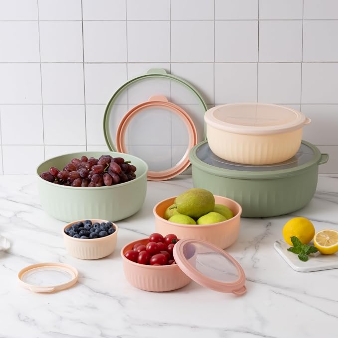 COOK WITH COLOR Prep Bowls with Lids- Wide and Deep Nesting Plastic Small - Image 5