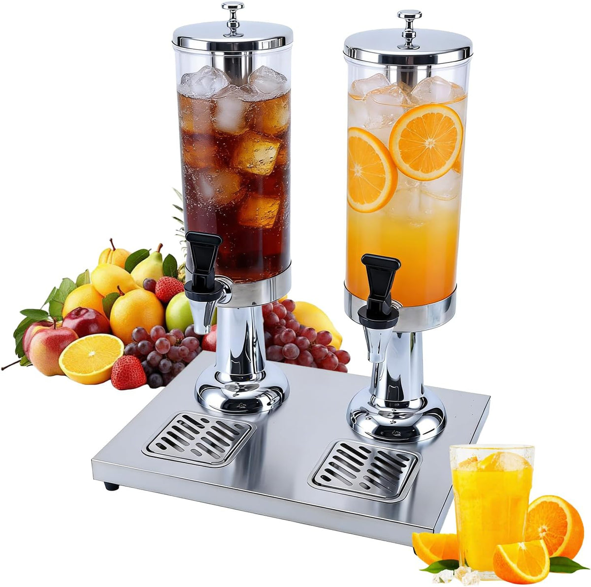 2-Gallon Drink Dispenser with Stainless Steel Drip Tray - Party