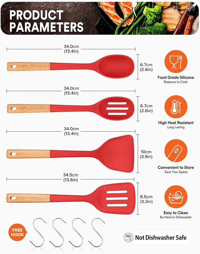 Silicone Cooking Utensils Set, Perfectly Angled - Image 2