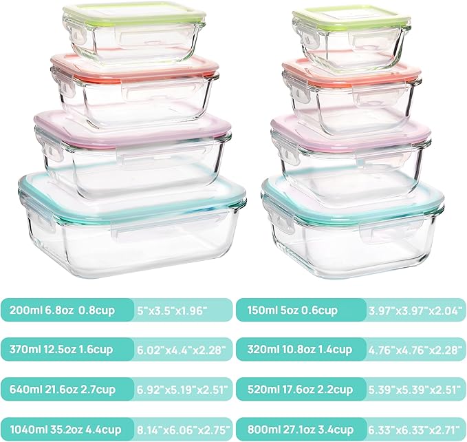 Vtopmart 8 Pack Glass Food Storage Containers - Image 2