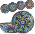glowworm Pasta Bowls Set of 4, 42 oz Ceramic Serving Bowls for Daily