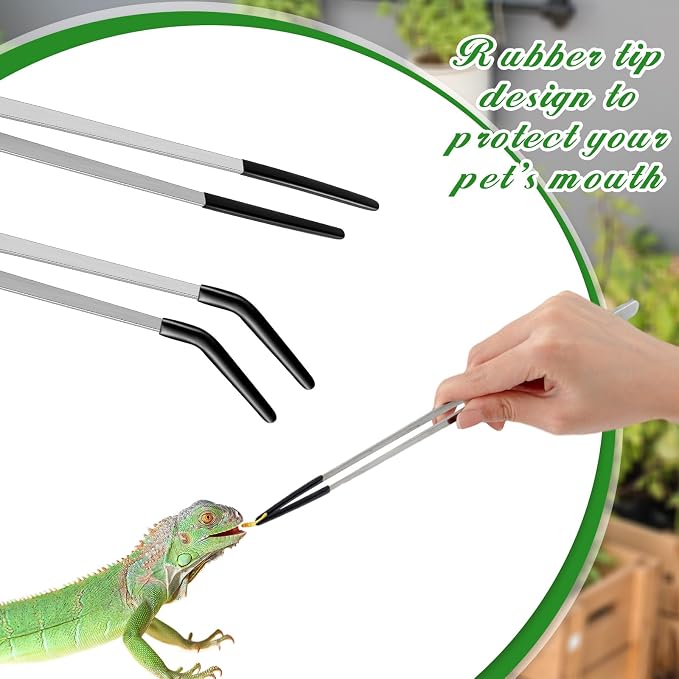 Lasnten 2 Pcs Extra Long Stainless Steel Reptile Feeding Tongs - Image 3