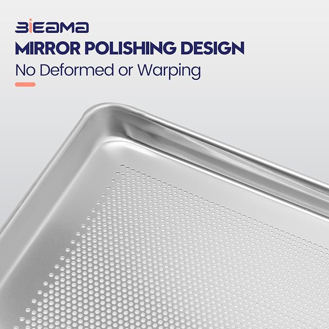 BIEAMA 12 Pack Half Size 18" x 13" Aluminum Baking Sheet Pan Perforated - Image 4