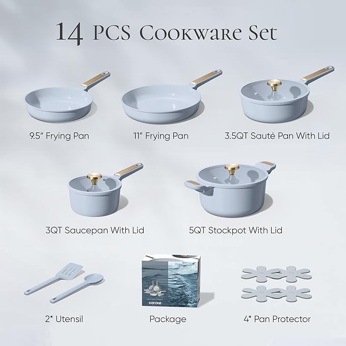 CAROTE Ceramic Cookware Set Nonstick, Non-Toxic & PFAS-Free, Dishwasher - Image 2