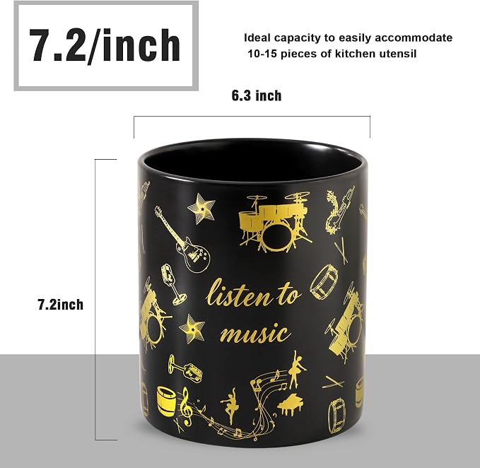 7" Music Utensil Holder, Large Kitchen Utensil Holder Organizer - Image 2