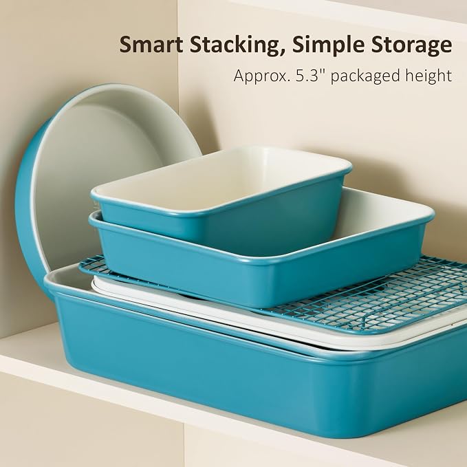 CAROTE 7-Piece Ceramic Baking Pans Set, Aluminized Steel Bakeware Sets - Image 6