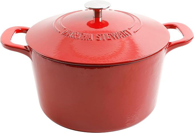 MARTHA STEWART Gatwick 7-Quart Enamel Cast Iron Dutch Oven – Red Ombre – by MarthaStewart