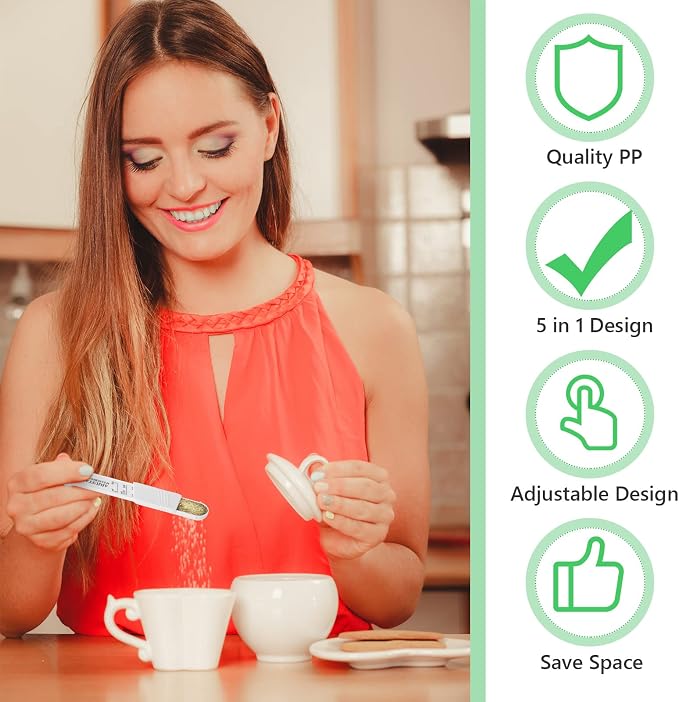 6 Pcs Adjustable Measuring Spoon Plastic Tablespoon and Teaspoon Set Baking - Image 6