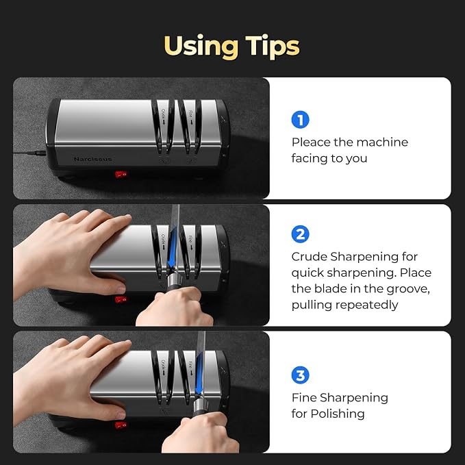 Narcissus Knife Sharpener, Diamond Abrasives Electric Knife Sharpener - Image 5
