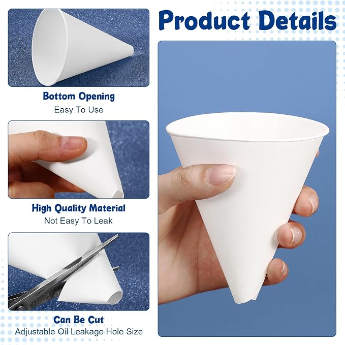 SiliFine 50 Pcs Paper Funnels for Motor Oil 6 oz Disposable Engine Oil Funnel - Image 3