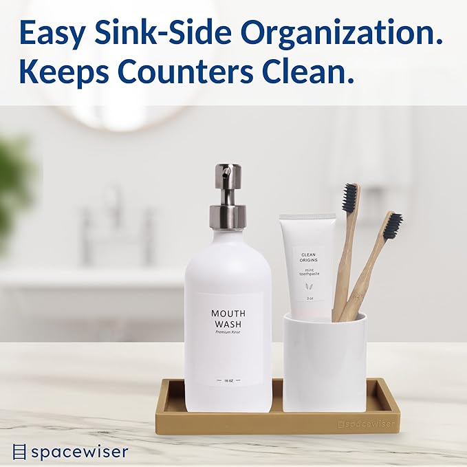 Spacewiser Countertop and Vanity Tray – Small 7.7" Silicone Soap Dispenser Trays - Image 4