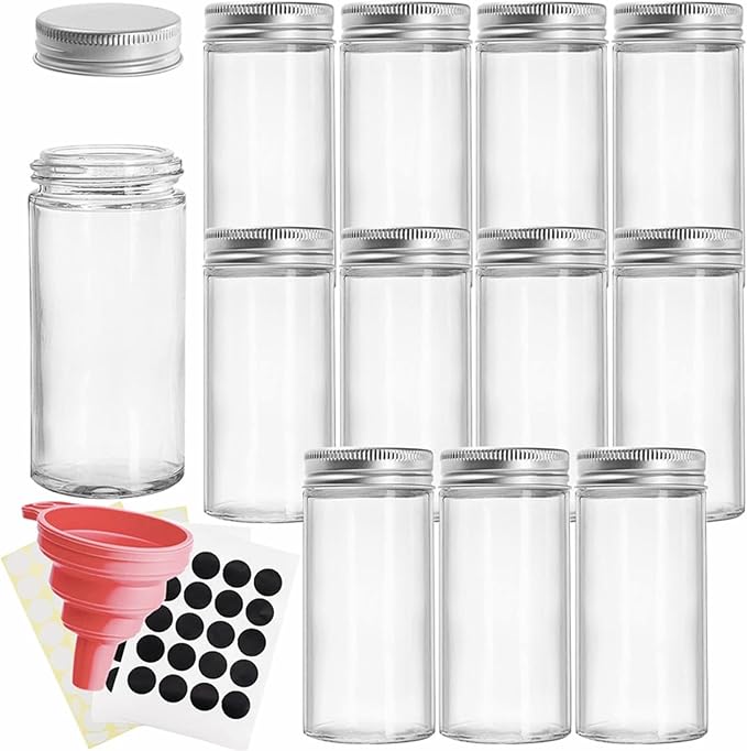 Tebery 12 Pack Round Spice Bottles 3oz Glass Spice Jars by Tebery