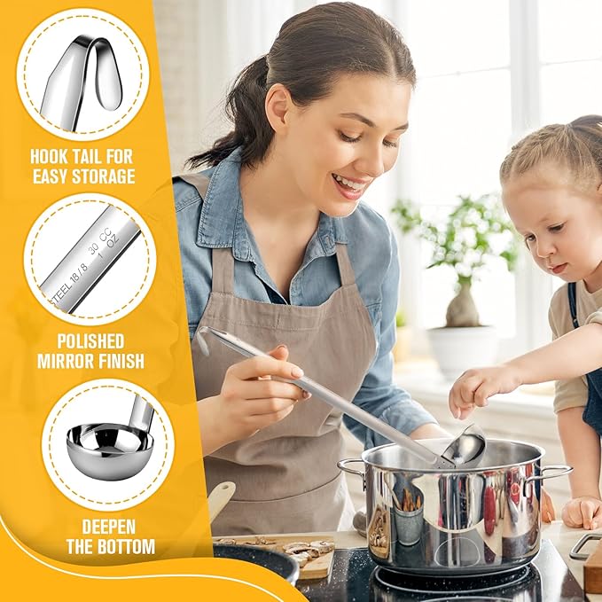 meekoo 1 Pieces Stainless Steel Ladle Soup Handle Ladle - Image 4